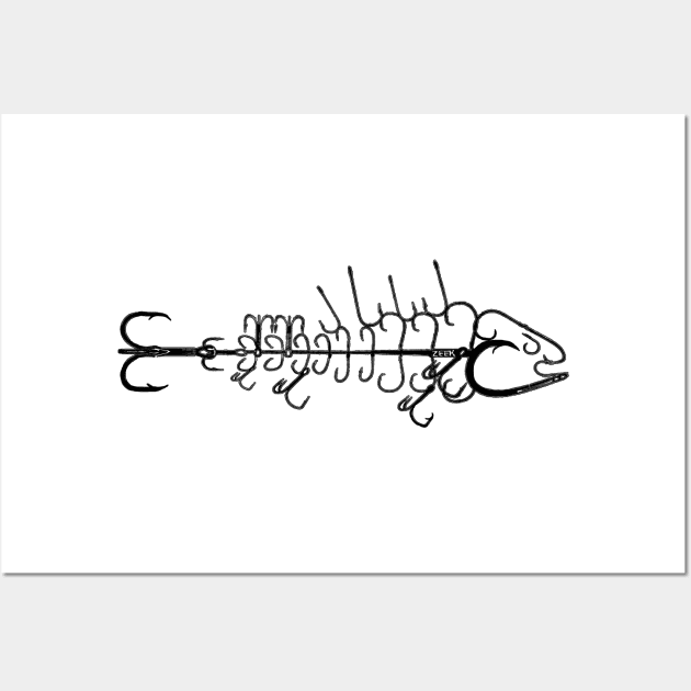 Hooked Striped bass Wall Art by Hook Ink